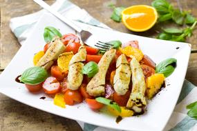 chicken with Tomatoes, mixed salad