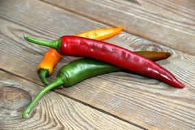 Red Green orange peppers
