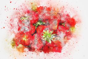 strawberries fruit food art drawing