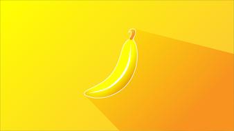 Image of banana with shadow at yellow background