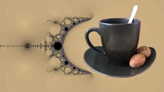 gray cup and walnuts on saucer