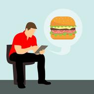 online burger eat person drawing