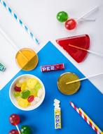 colorful Candies and lollipops, top view