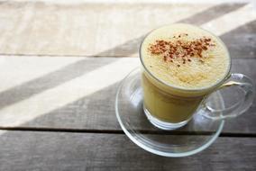 cup of cappuccino in a transparent cup