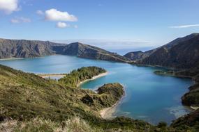Photo of volcanic lake in the Azores