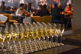 glasses of champagne in a welcoming area in a restaurant