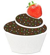 muffin fruit strawberry drawing