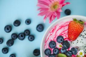 Background with berries and flowers