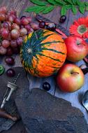 Autumn Mood, colorful fruits and pumpkin