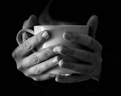 Cup Mug hands black and white