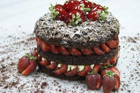 strawberry Cake frosted with chocolate