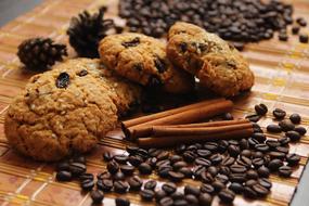 chocolate chip cookies in coffee beans