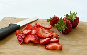 Fruit Strawberries Food red knife