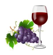 grapes and glass with wine