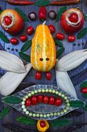 colorful Vegetables in shape of funny face, Autumn Mood