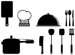 kitchen utensils icons drawing