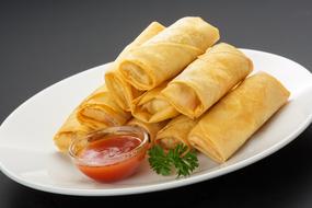 spring rolls with ketchup for breakfast