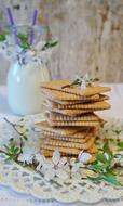 a stack of cookies and a bottle of milk for breakfast
