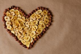 Banana Dried Chips in the shape of a heart