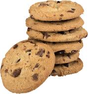 a stack of chocolate chip cookies