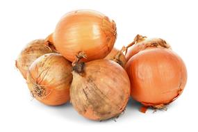 unprocessed onion on white