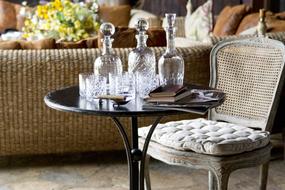 vintage crystal glassware and Furniture in restaurant