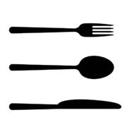 black white background spoon knife fork