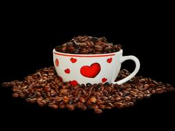 Coffee Beans Cup hearts