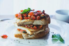 bruschetta with tomatoes as a restaurant dish