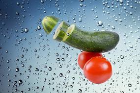 Cucumber Tomato water drops