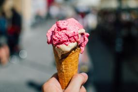 Ice Cream Cone Strawberry hand