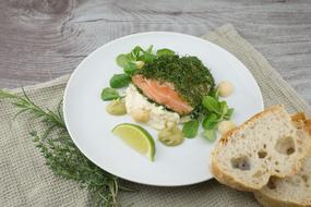 Food Meal Salmon bread
