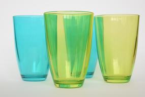 two green and two blue Glasses