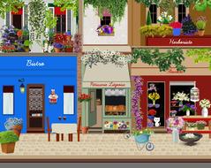 street bistro drawing