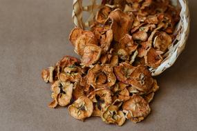 sprinkled apple chips on the table