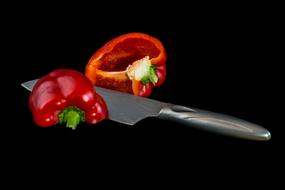 Knife and cut pepper, Cooking