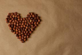 hazelnut heart on parchment paper