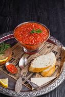 red caviar as a gourmet appetizer