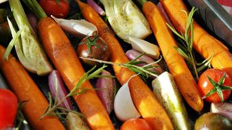 Colorful and beautiful vegetables in the vegetable pan, for barbecue