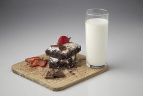 milk and brownie for a delicious snack