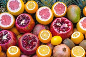 colorful exotic fruits as background