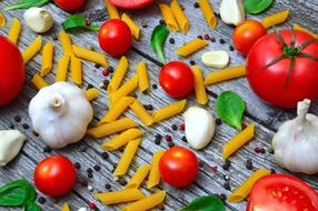Vegetables Tomatoes and Pepper and pasta
