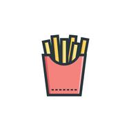 painted fries in a pink box