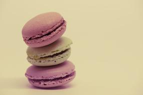 three Colored Macarons in stack