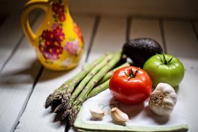 vegetable still life with asparagus