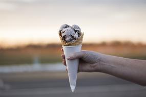 Ice Cream Waffle Cone hand