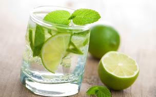 mineral water with green lime