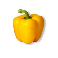 Image of and organic yellow pepper on white background