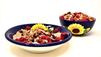 muesli with berries and buds