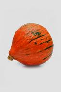 orange pumpkin with green stripes on a white background